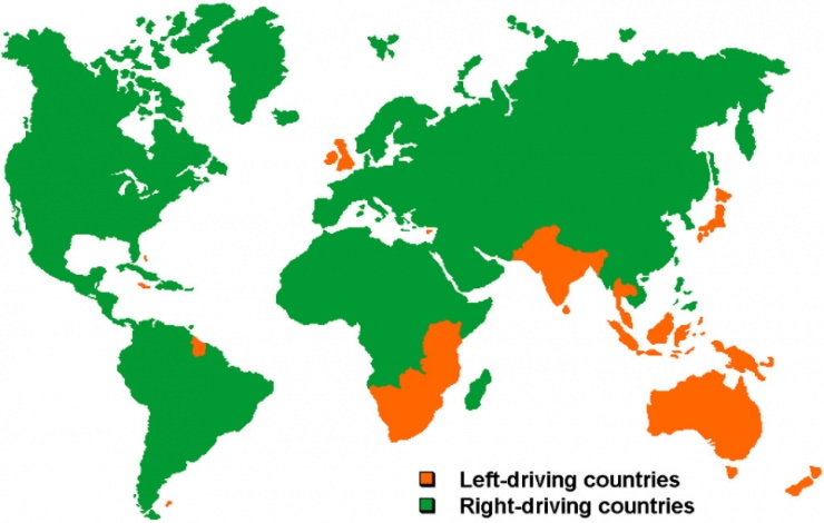 В каких странах левостороннее движение, и почему